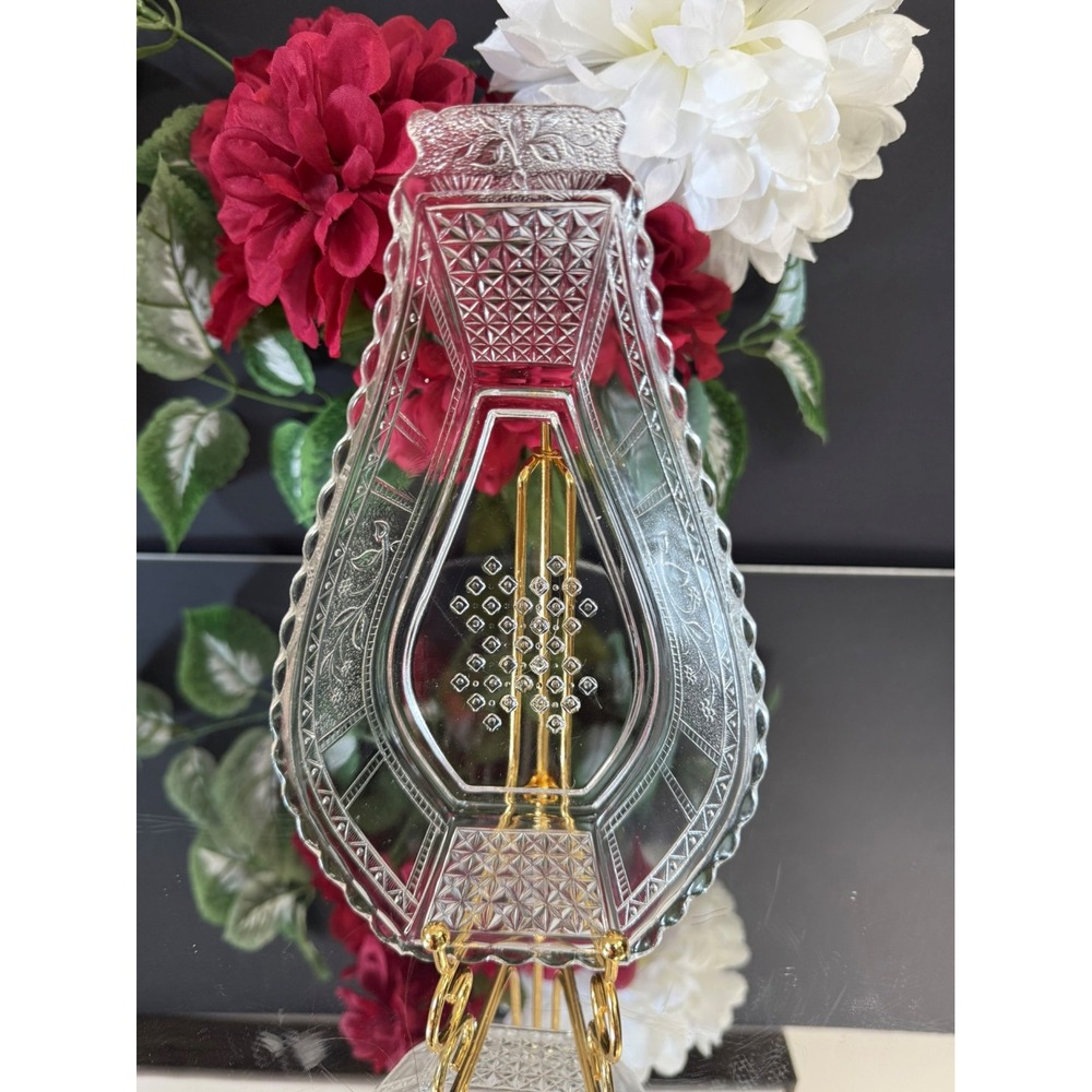 Vintage Antique Pattern Regal Relish Dish – Clear Pressed Glass‎ Boat Tray Retro